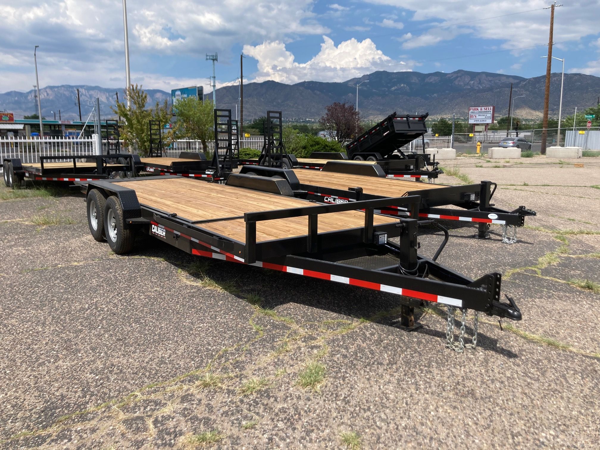 Used trailers on an Albuquerque trailer sales lot.