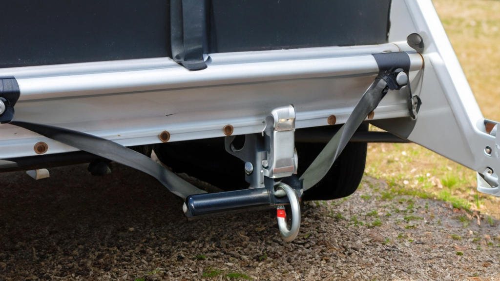 A trailer hitch with a customized lock. 